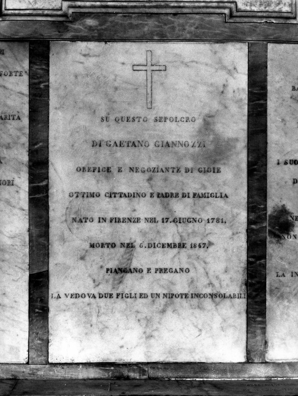 lapide tombale - bottega fiorentina (sec. XIX)