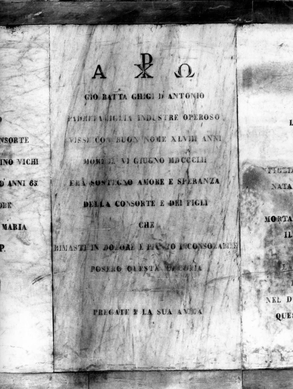 lapide tombale - bottega fiorentina (sec. XIX)