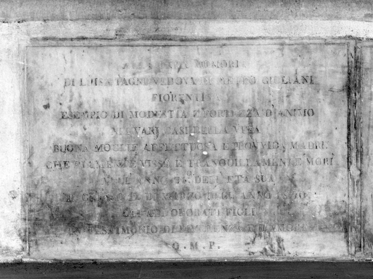 lapide tombale - bottega fiorentina (sec. XIX)