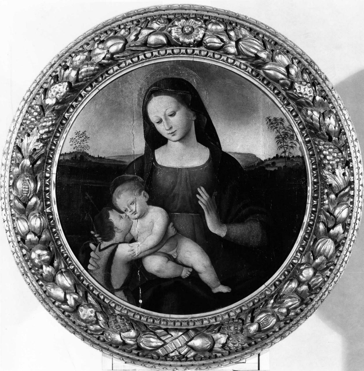 Madonna con Bambino e San Giovannino (dipinto) - ambito fiorentino (prima metà, prima metà sec. XVI, sec. XIX)