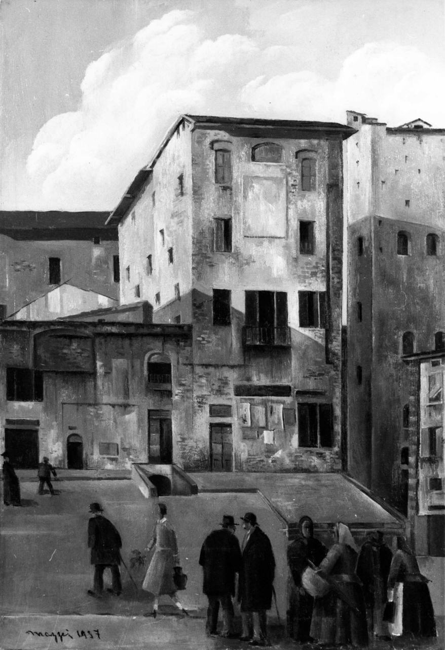 il Palazzaccio, veduta di Pistoia (dipinto) di Mazzei Luigi (sec. XX)
