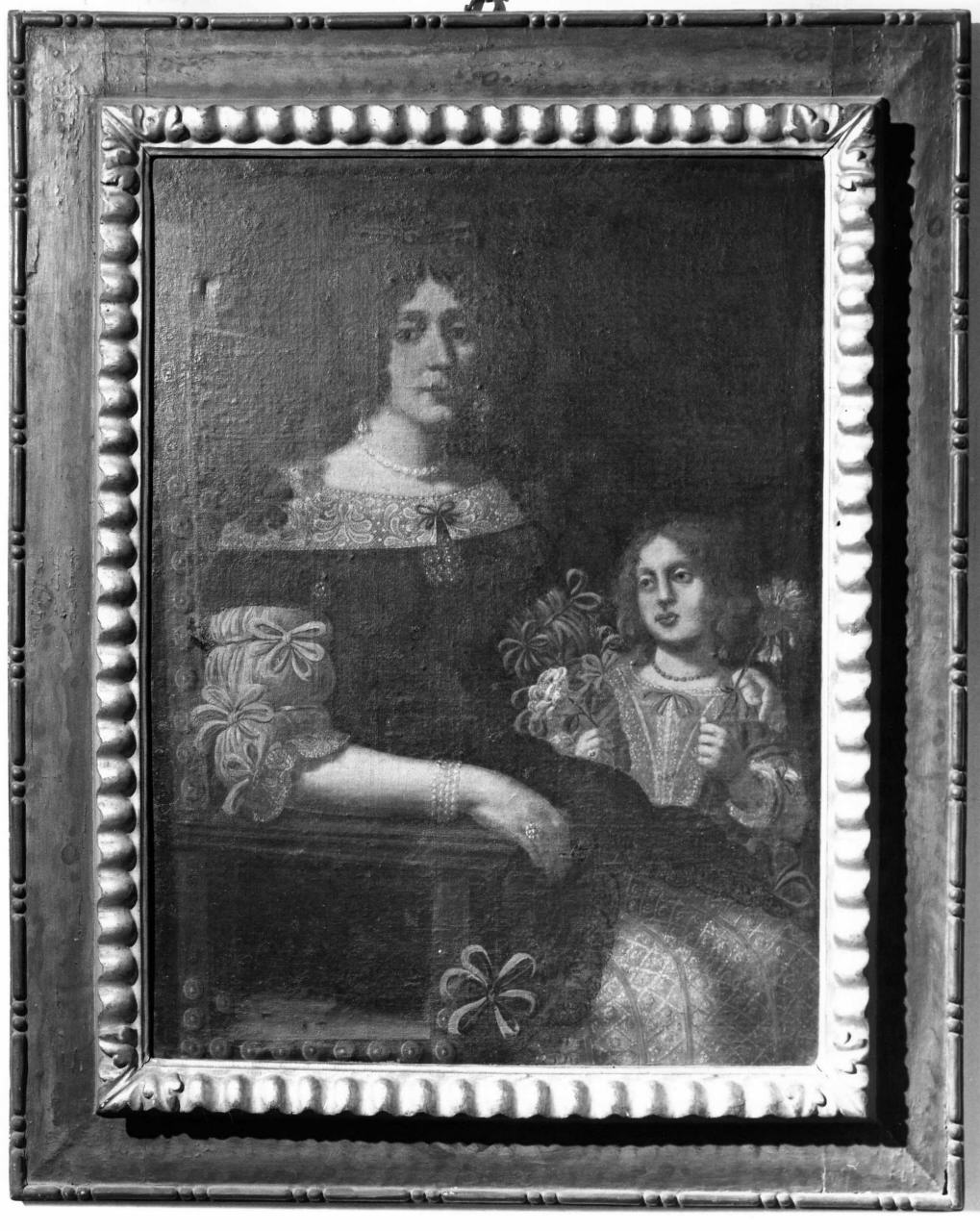 ritratto di Cristina Cortesi Puccini con la figlia (dipinto) - ambito toscano (sec. XVII)