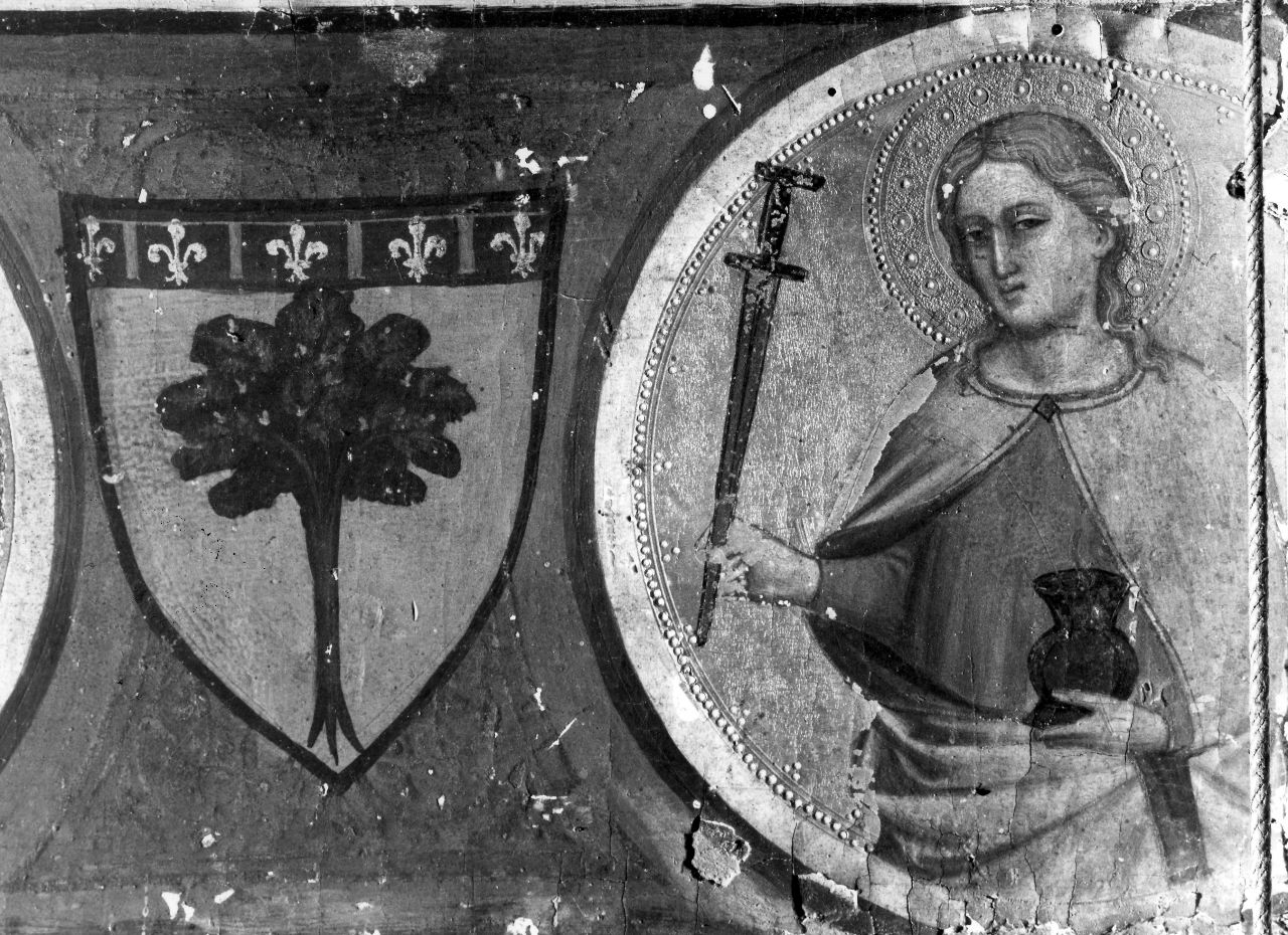 Cristo in pietà tra la Madonna e San Giovanni Evangelista, Santi (predella) di Gerini Niccolò di Pietro (attribuito) (sec. XIV)