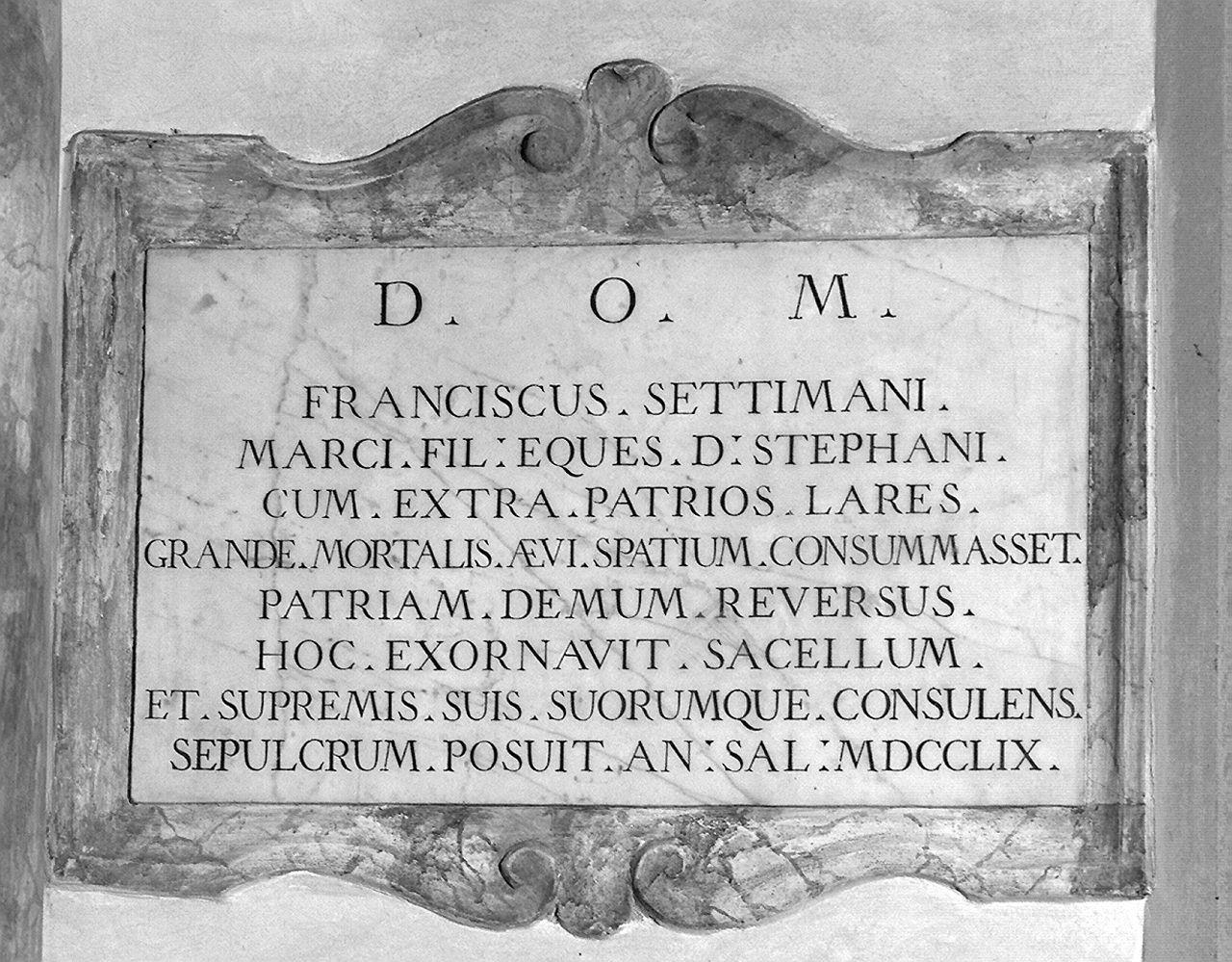 lapide tombale, serie - bottega toscana (sec. XVIII)