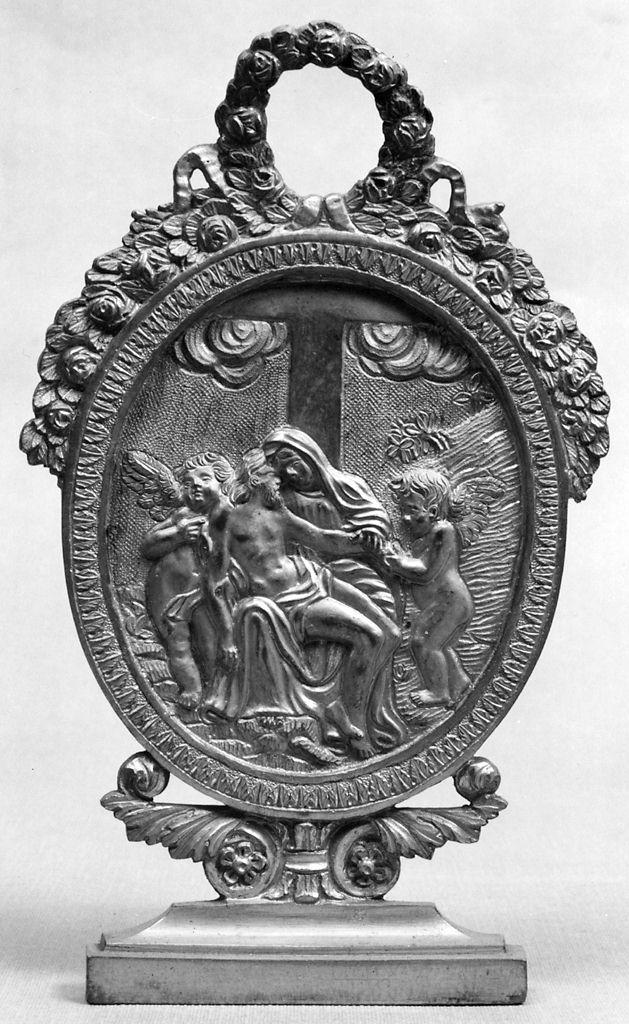 Cristo in pietà sorretto da angeli (pace - a medaglione) - bottega toscana (sec. XIX)
