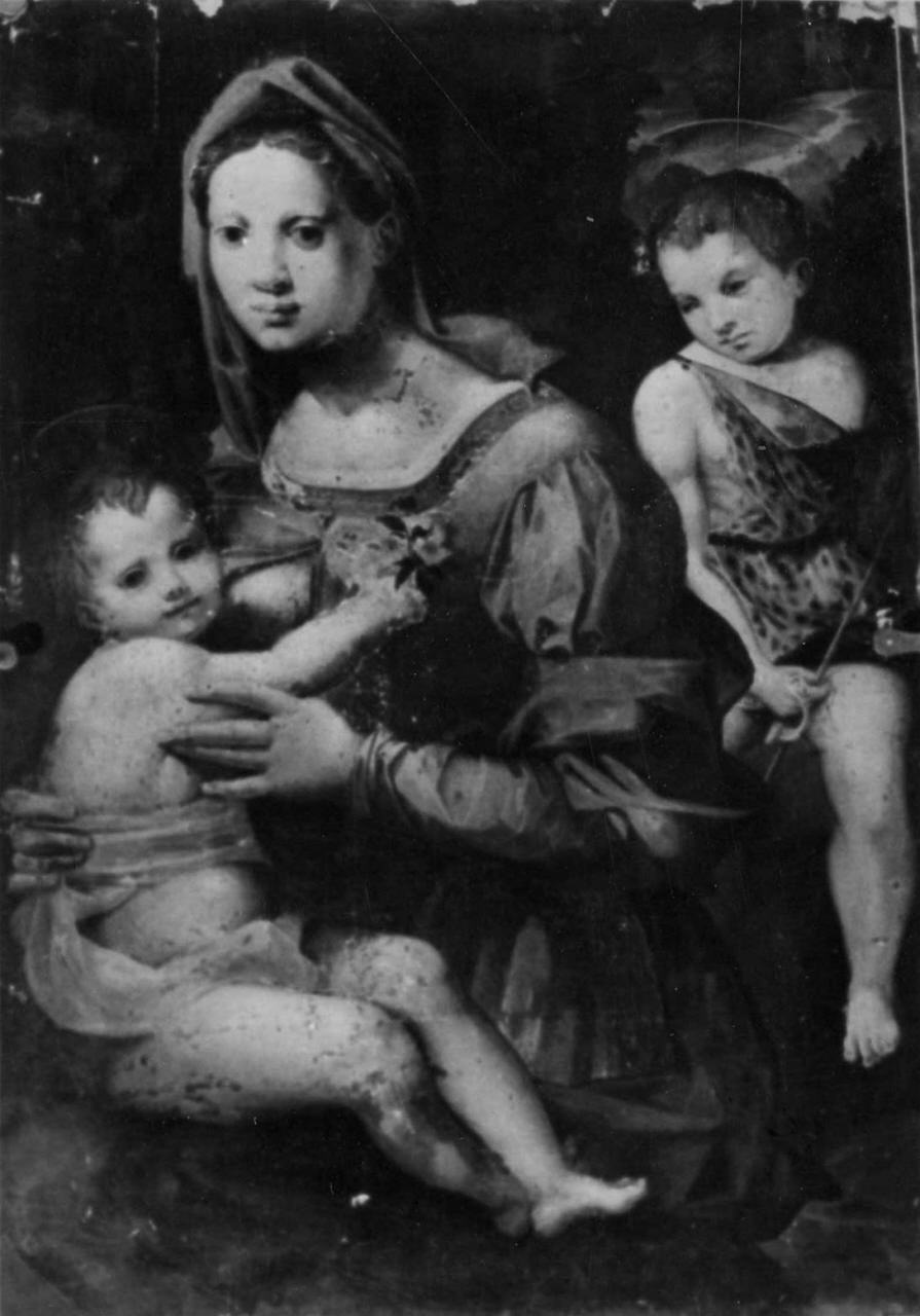 Madonna con Bambino e San Giovannino (dipinto) - ambito fiorentino (metà sec. XVI)