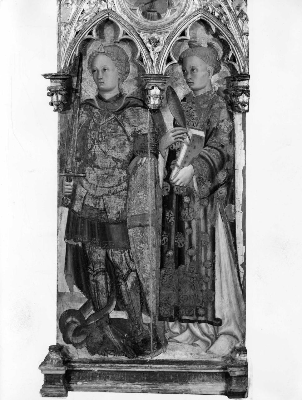 Santi Michele e Stefano (dipinto) di Bocchi Bartolomeo di Andrea (attribuito) (sec. XV)
