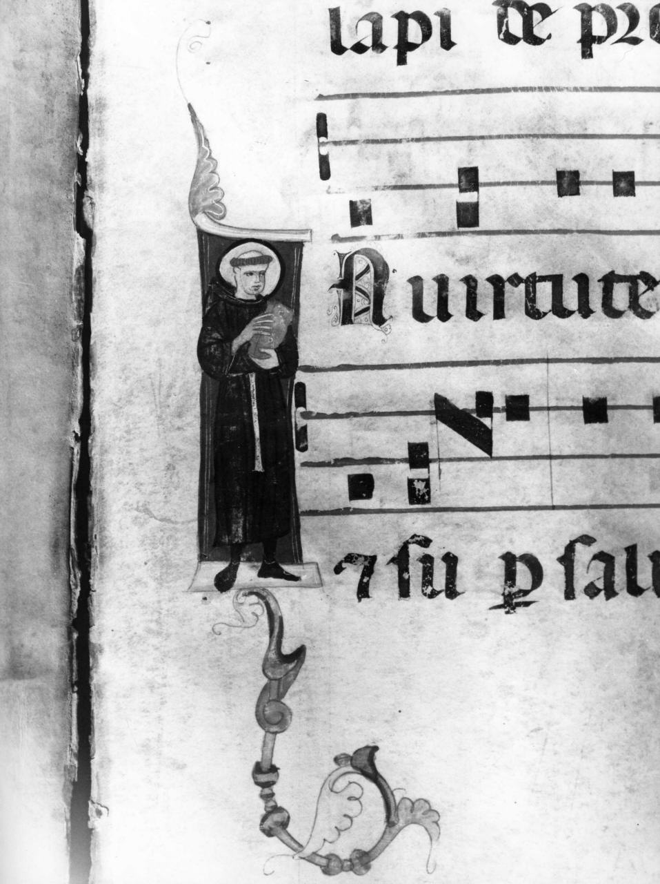 chierico, lettera I (miniatura) - bottega fiorentina (fine sec. XIII)