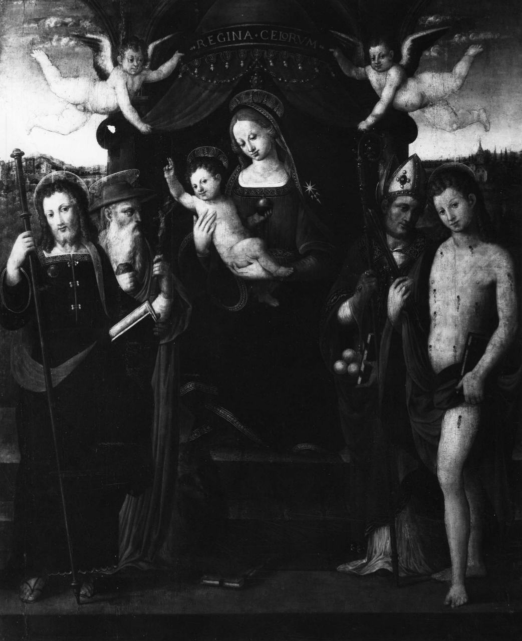 Madonna con Bambino e Santi (dipinto) di Signoroccio Paolo detto Fra' Paolino (attribuito) (inizio sec. XVI)