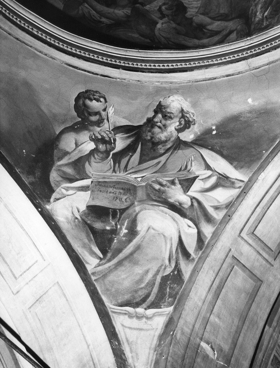 San Matteo Evangelista (pennacchio) di Ferretti Giovanni Domenico (sec. XVIII)