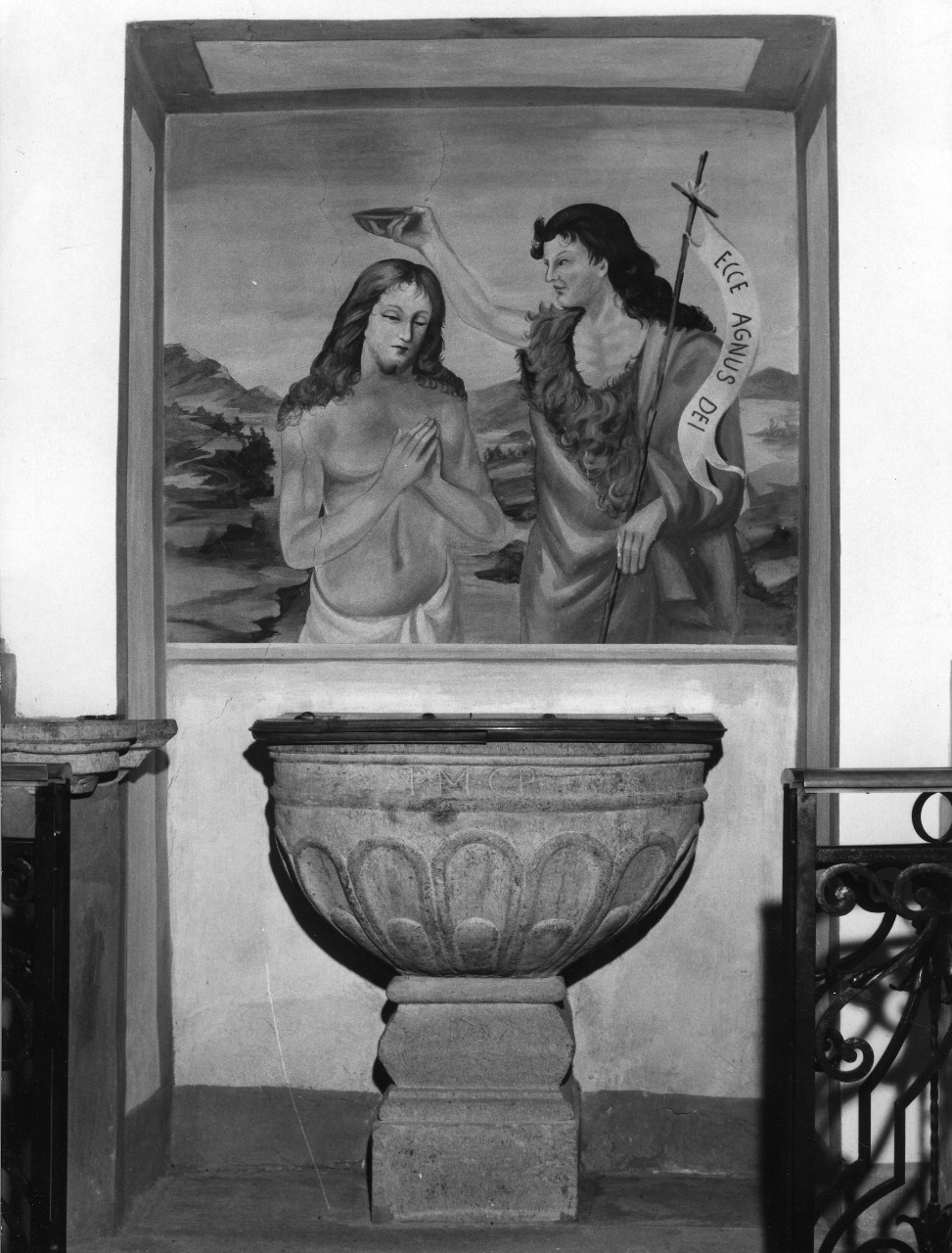 fonte battesimale - a vasca - bottega toscana (sec. XVIII)