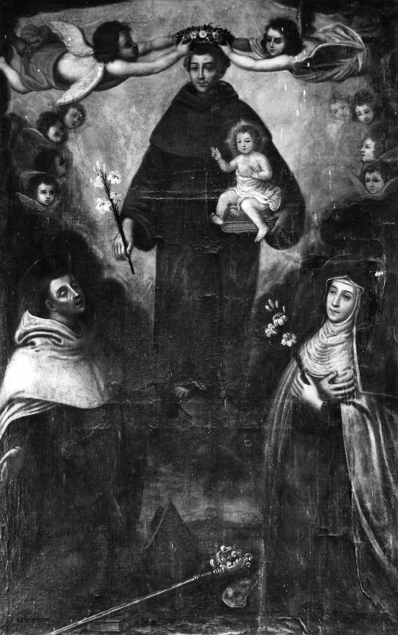 Sant'Antonio da Padova con il bambino tra San Bonaventura e Santa Chiara (dipinto) - ambito fiorentino (fine sec. XVI)