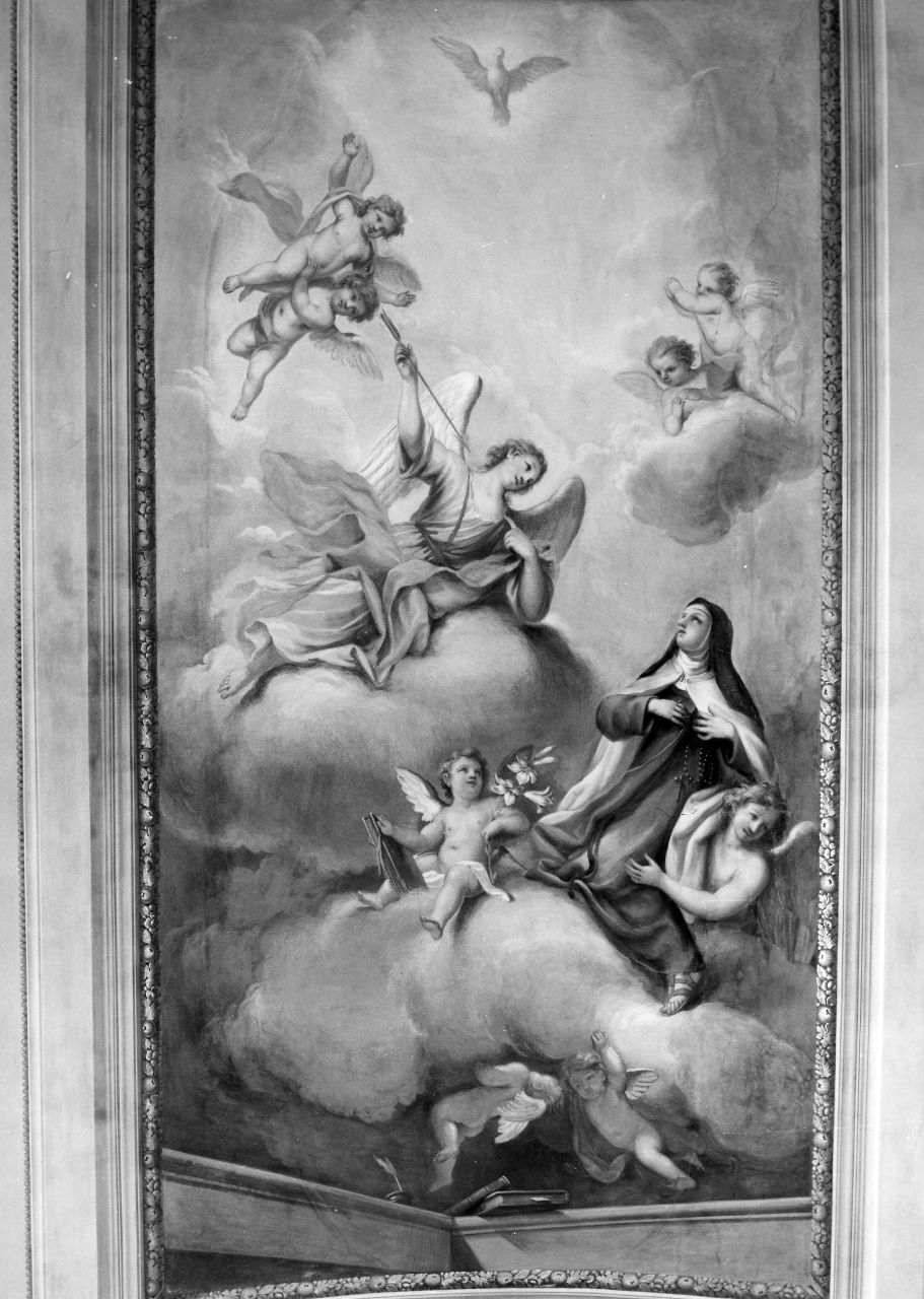 Santa Teresa d'Avila ha la visione dell'angelo che le trafigge il cuore con una freccia ardente (dipinto) di Pacini Sante (attribuito) (seconda metà sec. XVIII)