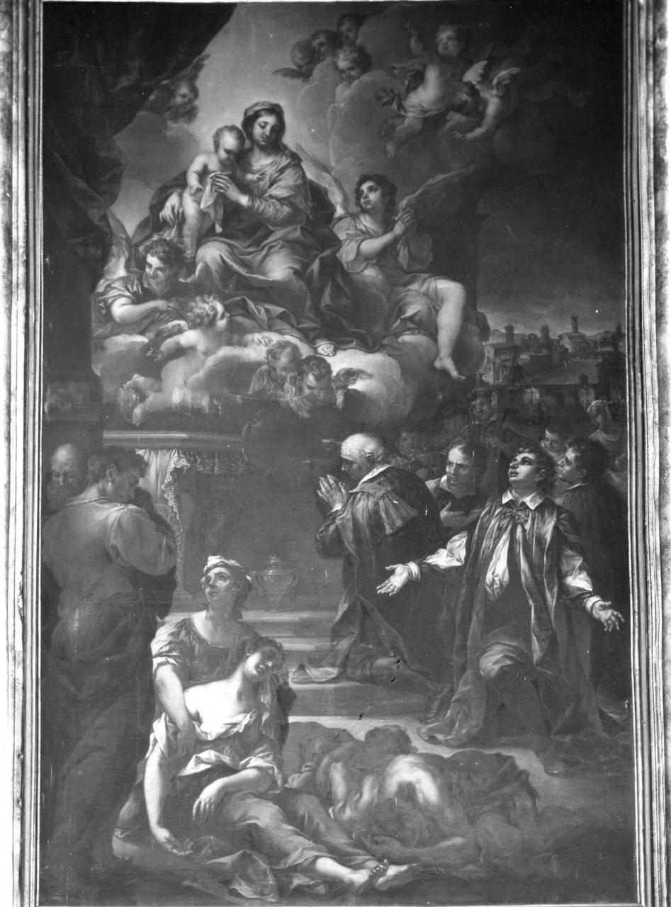Madonna protettrice contro la peste (dipinto) di Sacconi Carlo (sec. XVIII)