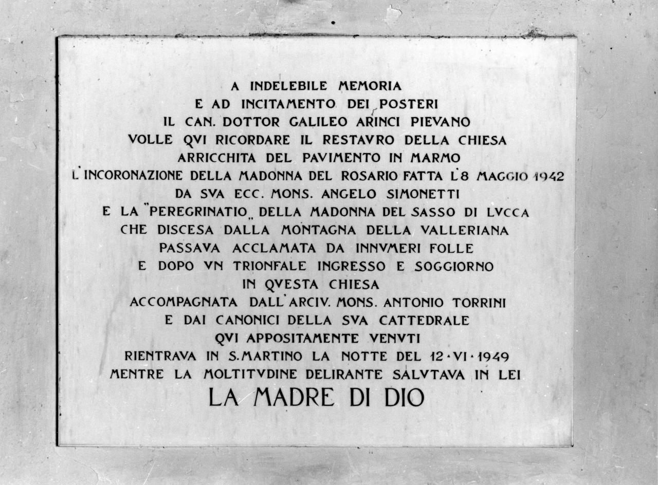 lapide documentaria - bottega toscana (sec. XX)