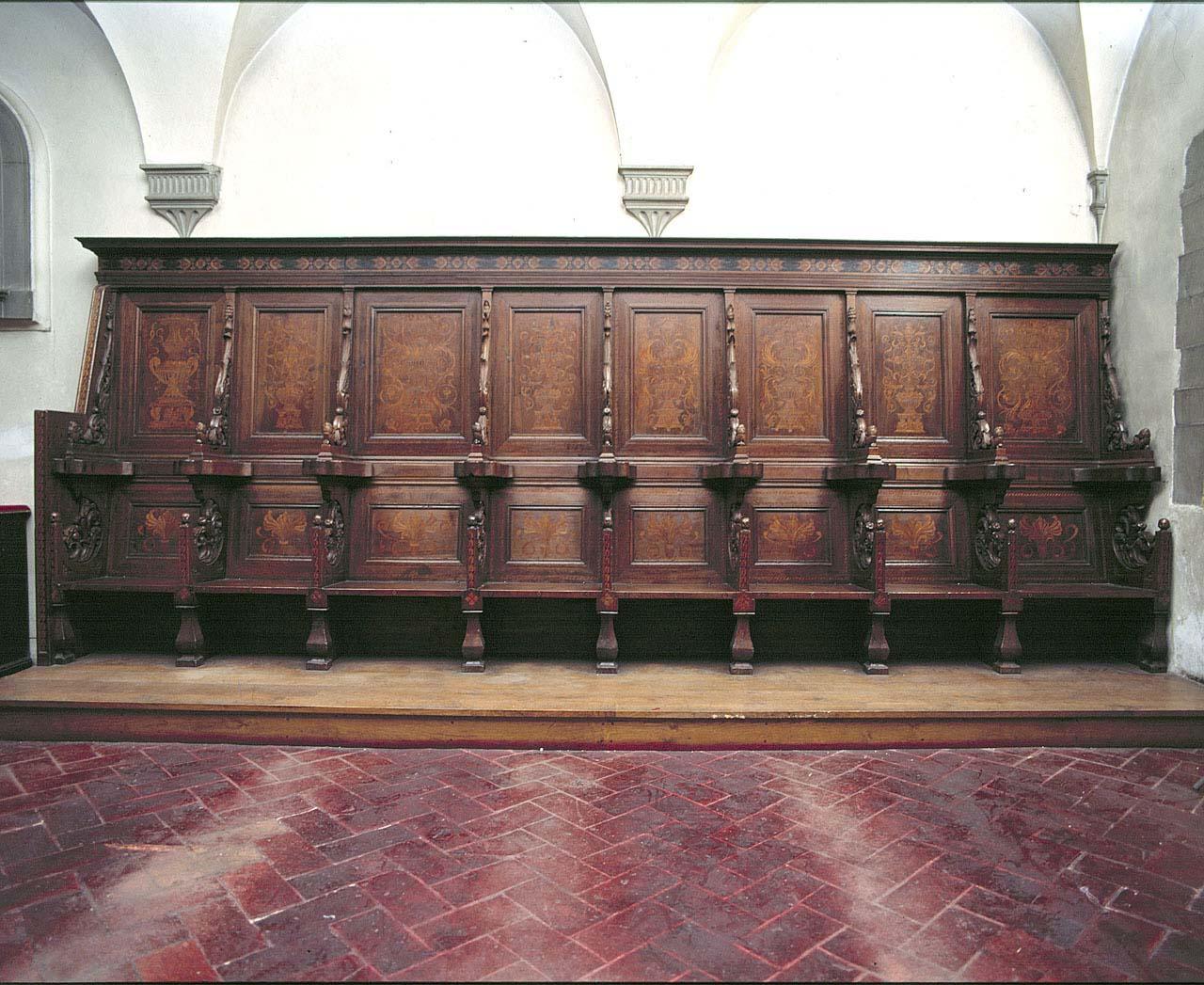motivo decorativo (stalli del coro) di Giovanni di Domenico da Gaiole (terzo quarto sec. XV)