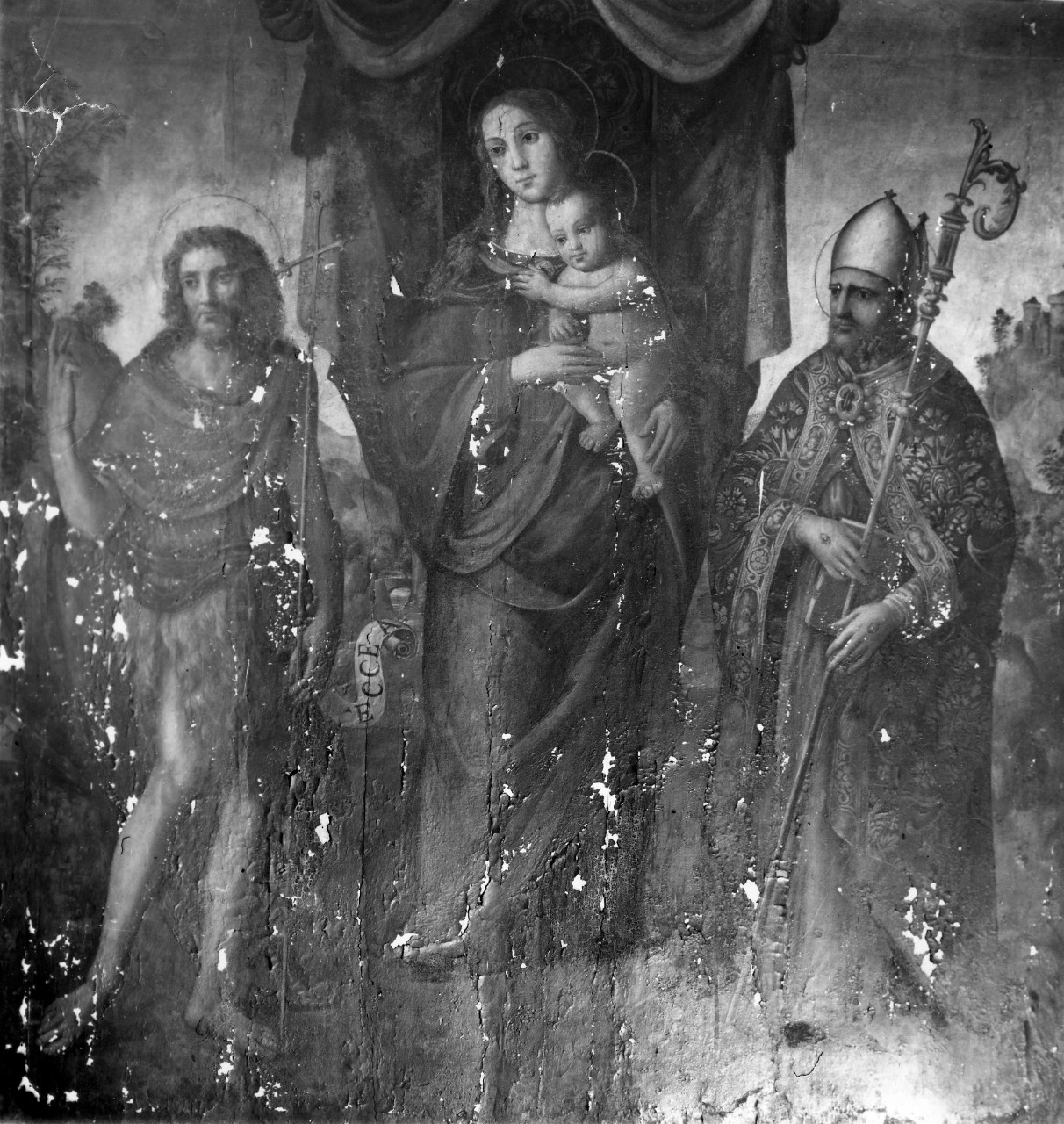 Madonna con Bambino tra San Giovanni Battista e Sant'Agostino (dipinto) - ambito toscano (seconda metà sec. XVI)