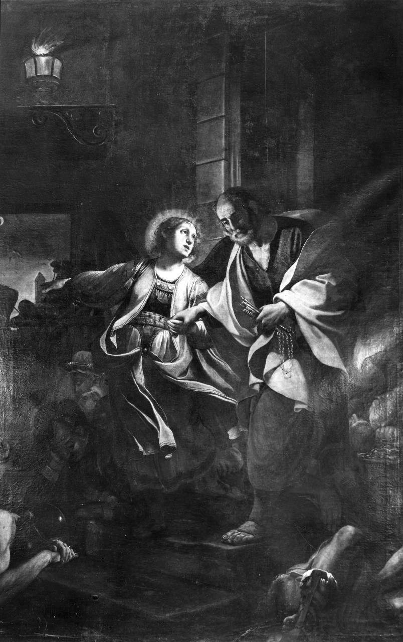 San Pietro liberato dal carcere da un angelo (dipinto) di Tiarini Alessandro (attribuito) (sec. XVII)
