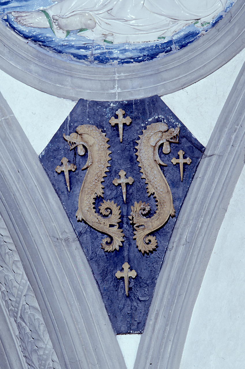 stemma gentilizio della famiglia Pazzi (rilievo, serie) di Brunelleschi Filippo (cerchia) (sec. XV)