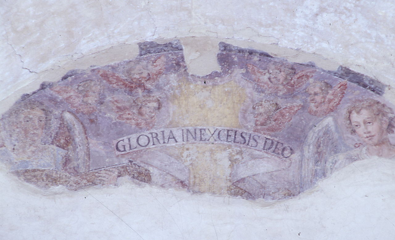 cherubini con cartiglio (dipinto, frammento) - ambito fiorentino (secc. XVI/ XVII)