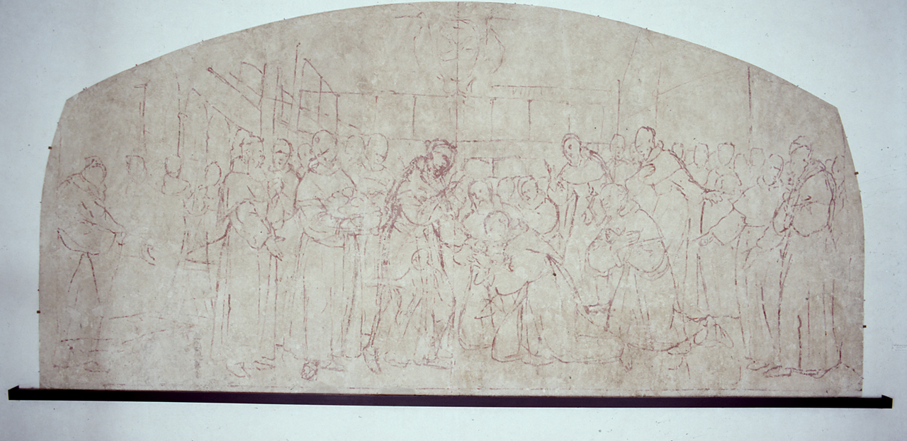 San Francesco d'Assisi morente distribuisce il pane ai confratelli (sinopia) di Ligozzi Jacopo (sec. XVII)