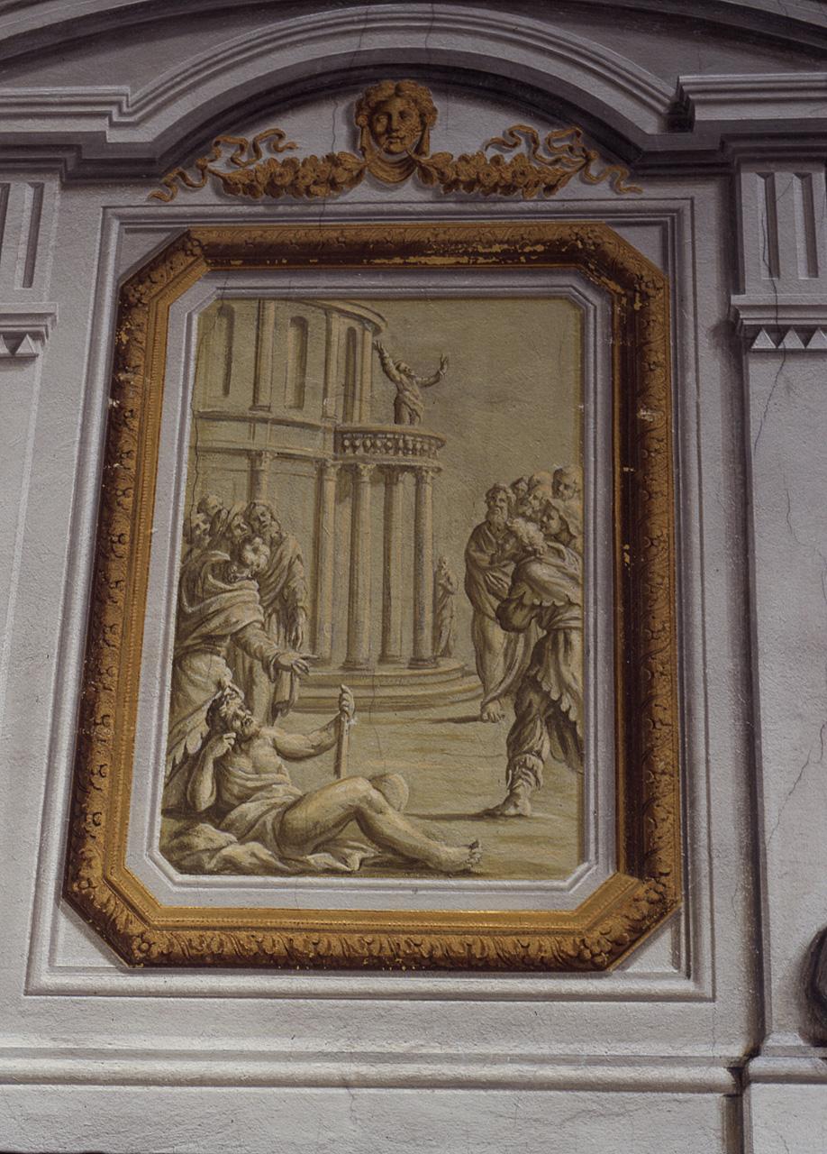 San Giacomo il Minore gettato dal tempio di Gerusalemme (dipinto) di Fabbrini Stefano (sec. XVIII)