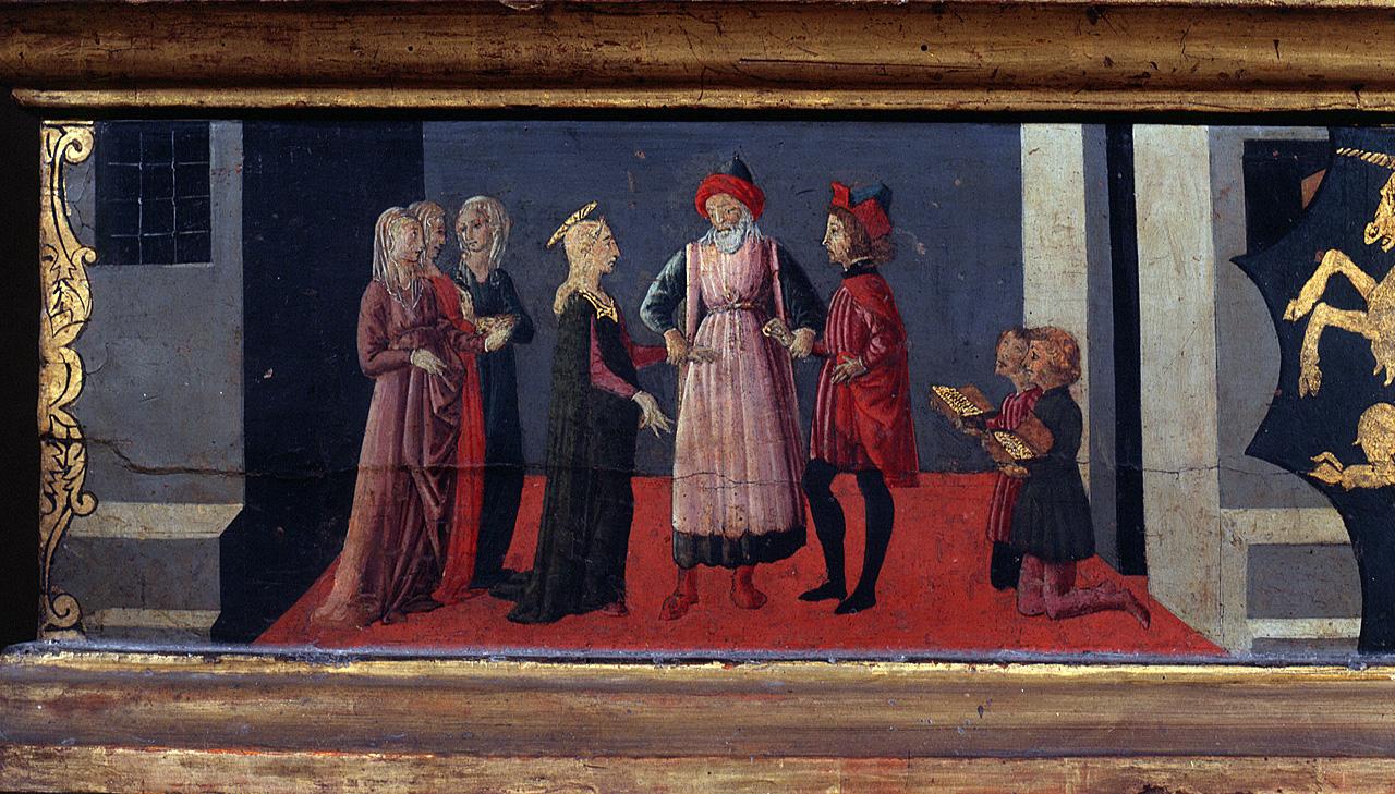matrimonio di Santa Monica (scomparto di predella) di Botticini Francesco (sec. XV, sec. XV, sec. XV, sec. XV, sec. XV, sec. XV)