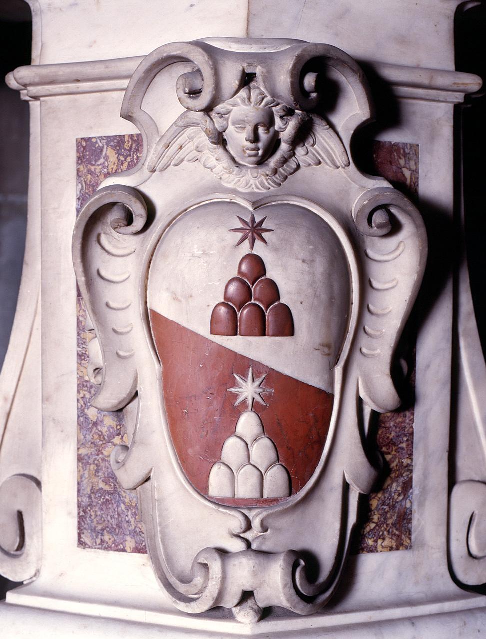 stemma gentilizio della famiglia Michelozzi (rilievo, serie) di Caccini Giovan Battista (bottega) - produzione fiorentina (sec. XVIII)
