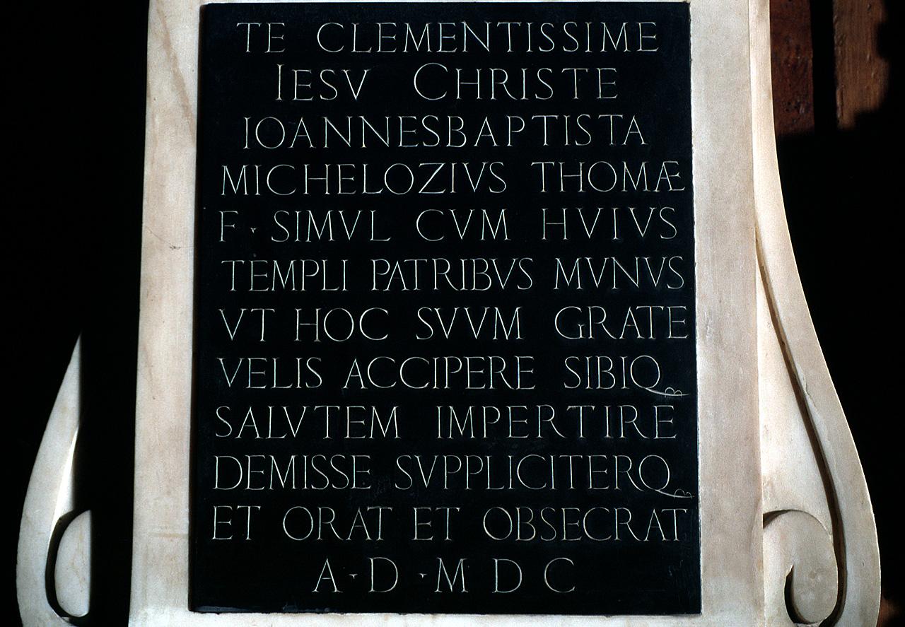 lapide di Caccini Giovan Battista (bottega) - produzione fiorentina (sec. XVII)