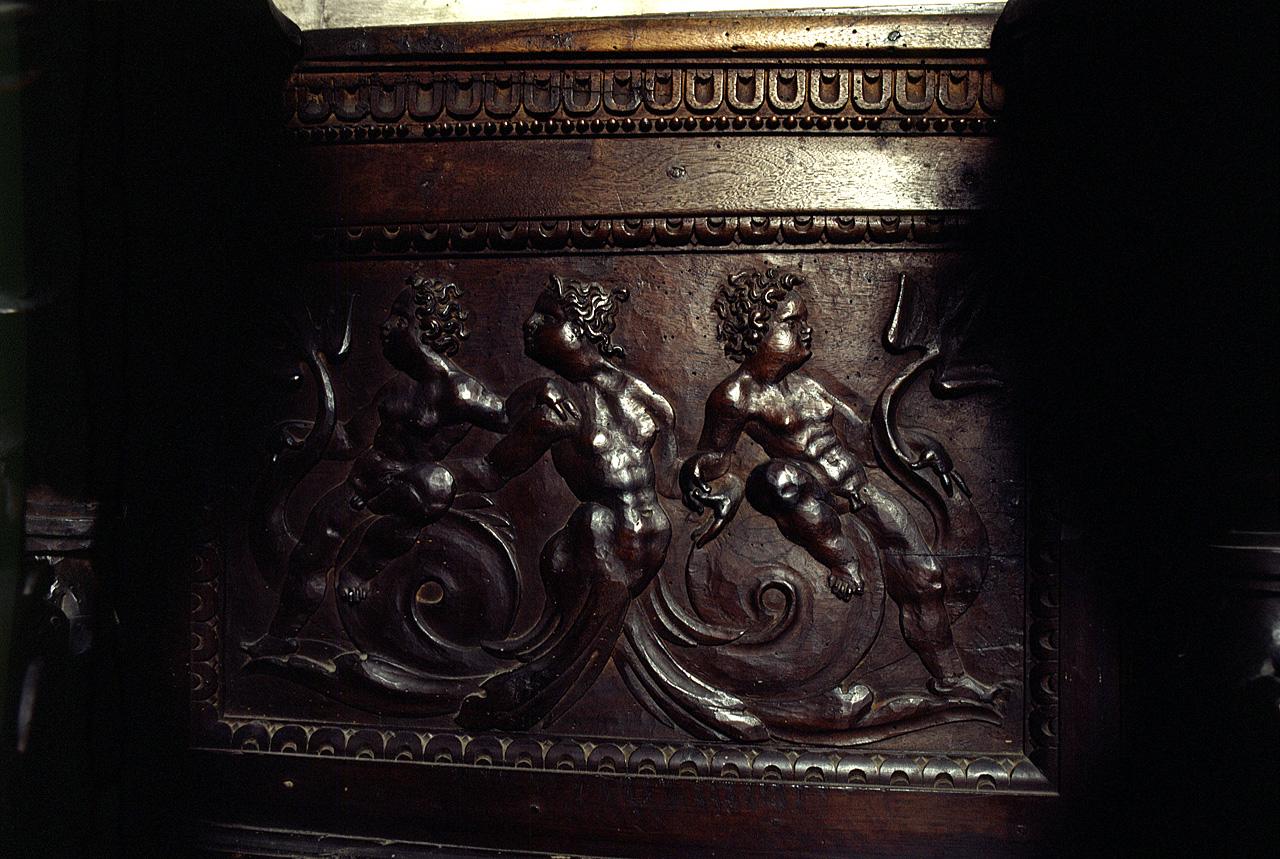 motivi decorativi a grottesche (formella, serie) - manifattura toscana, manifattura toscana (secc. XVI/ XVII)