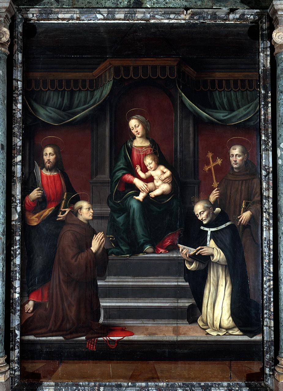 Madonna con Bambino, San Bonaventura, San Bartolomeo apostolo, San Giovanni Gualberto, Sant'Antonino (dipinto) di Antonio del Ceraiolo (sec. XVI)