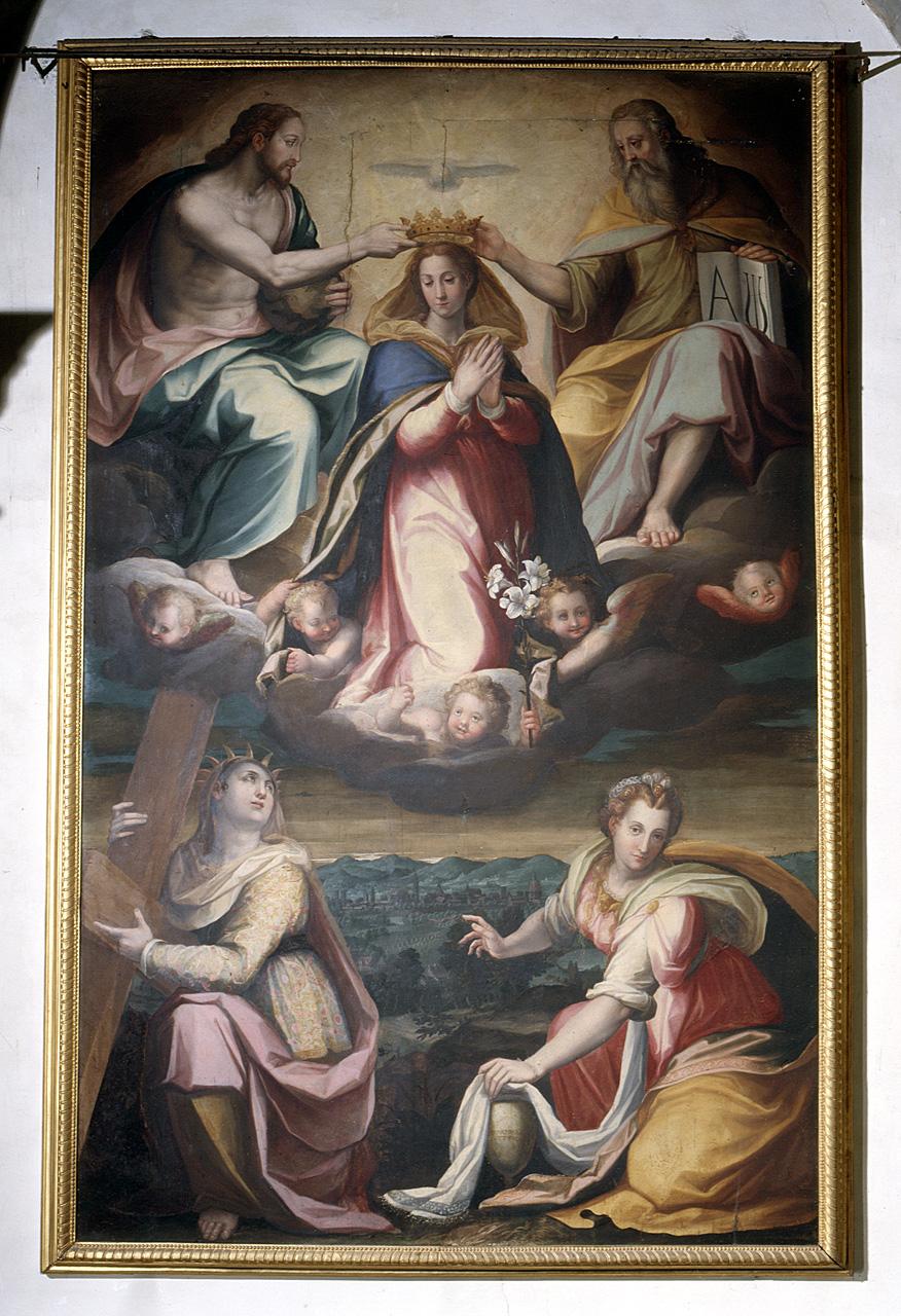 incoronazione di Maria Vergine con Sant'Elena e Santa Maria Maddalena (dipinto) di Butteri Giovanni Maria (sec. XVI)