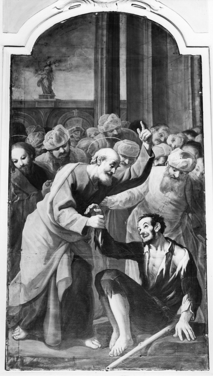 San Pietro e San Giovanni Evangelista guariscono lo storpio (dipinto) di Fra Felice di Sambuca (attribuito) (sec. XVIII)