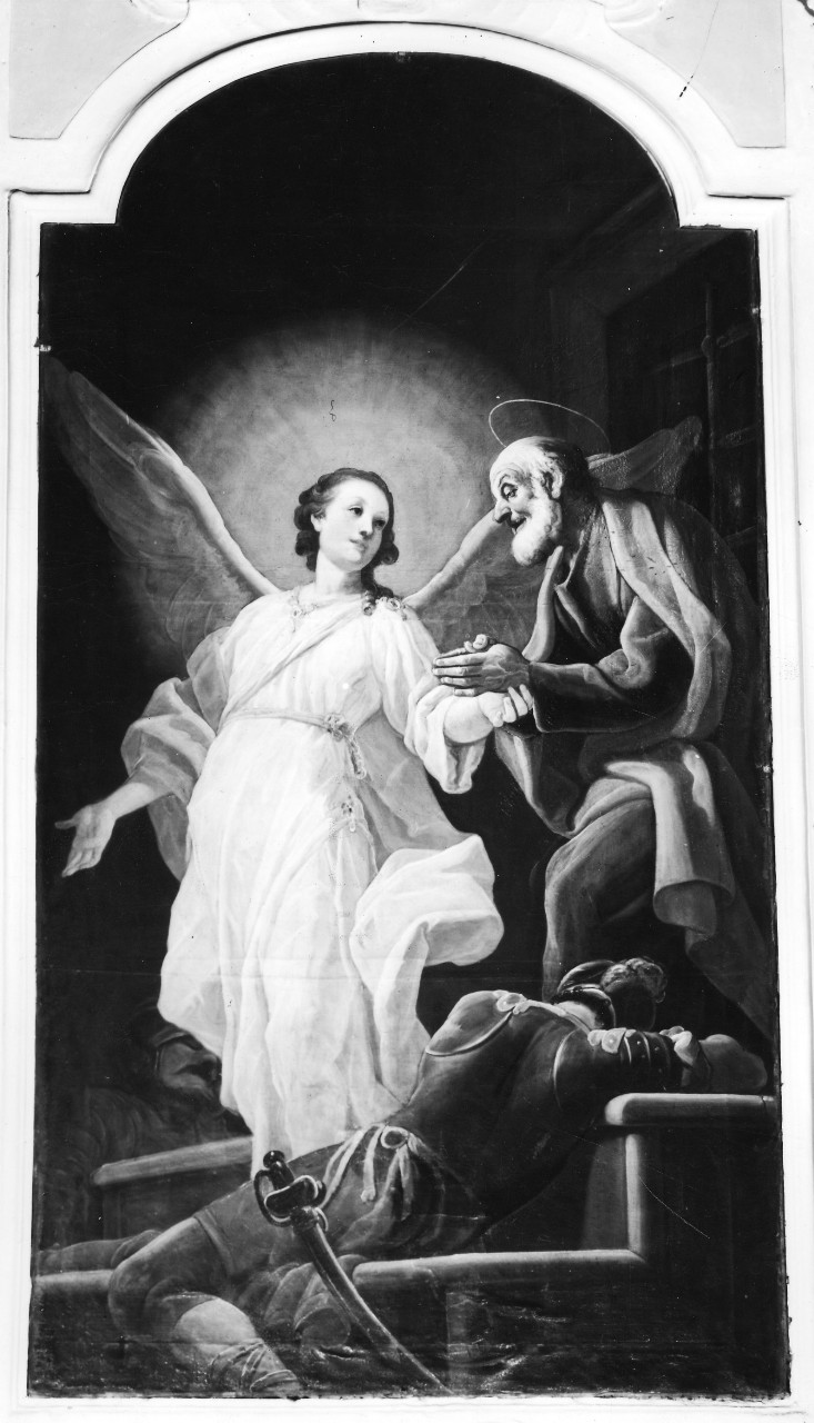 angelo che apre le porte della prigione di San Pietro (dipinto) di Fra Felice di Sambuca (attribuito) (sec. XVIII)