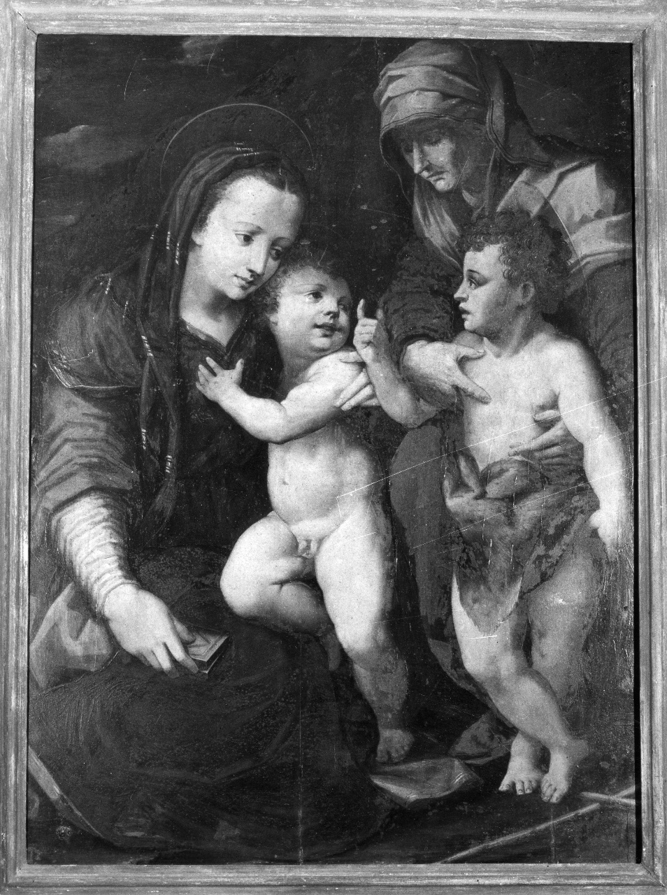 Madonna con Bambino Sant'Anna e San Giovannino (dipinto) di Andrea d'Agnolo detto Andrea del Sarto (scuola) (seconda metà sec. XVI)