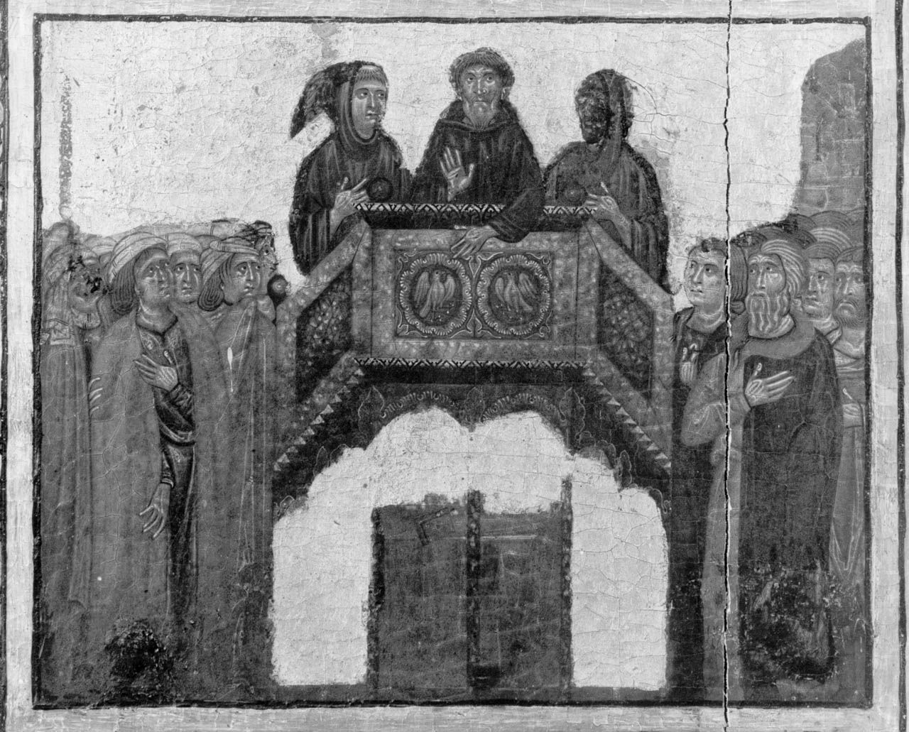 San Francesco d'Assisi predica ai fedeli (dipinto) di Maestro del Crocifisso n. 434 degli Uffizi, Maestro di S. Maria Primerana (sec. XIII)