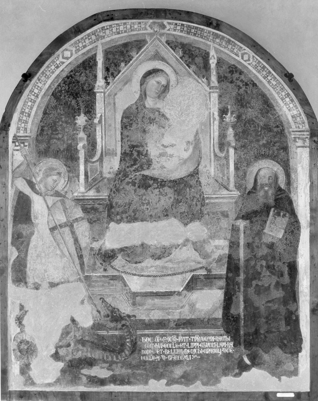 Madonna con Bambino tra San Giorgio e Sant'Antonio Abate (dipinto) di Giovanni di Guido (sec. XIV)