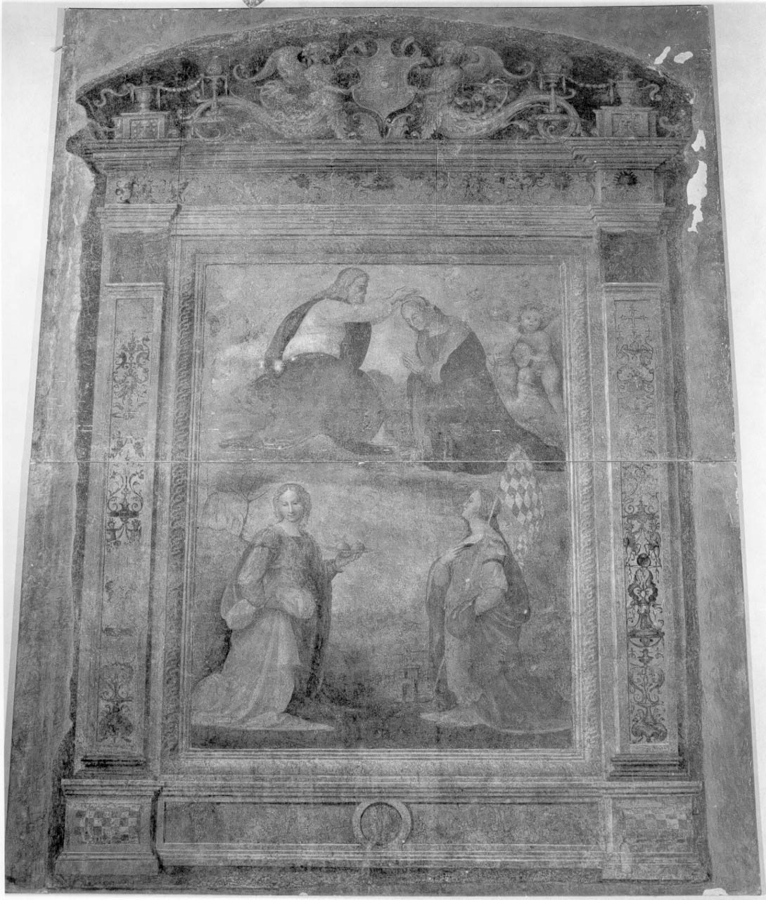 incoronazione di Maria Vergine con Sant'Agata e Sant'Eulalia (dipinto) di Volponi Giovanni Battista detto Scalabrino (sec. XVI)