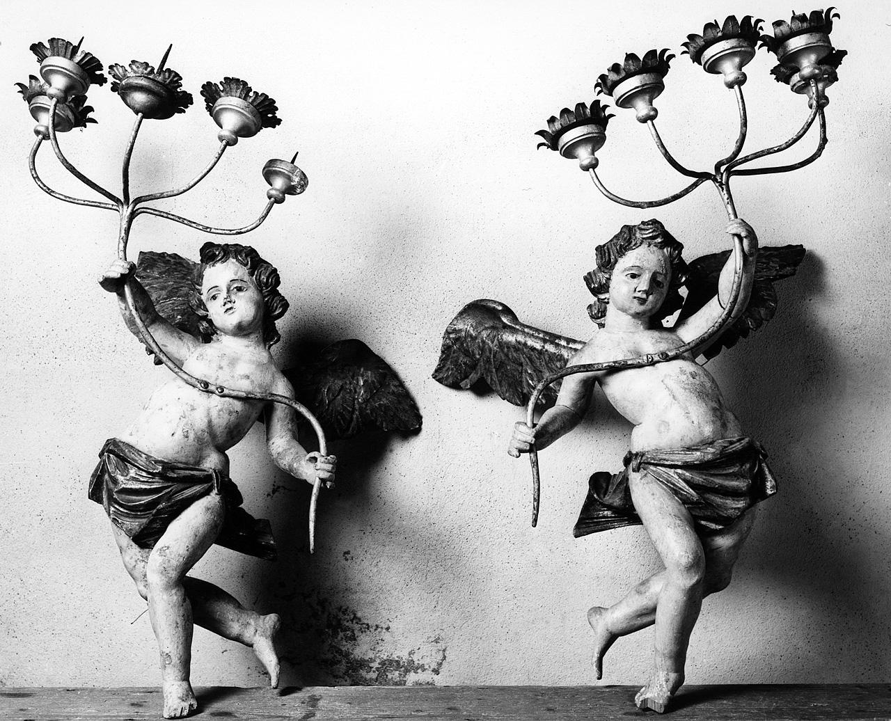 angelo reggicandelabro (candelabro - a statuetta, coppia) - bottega toscana (metà sec. XVIII)