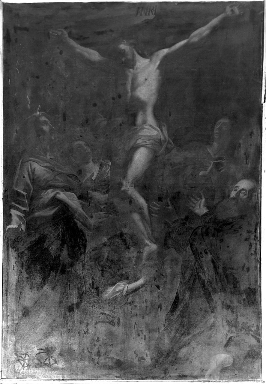 Cristo crocifisso con la Madonna, Santa Maria Maddalena, San Giovanni evangelista e santi (dipinto) - ambito toscano (metà sec. XVIII)