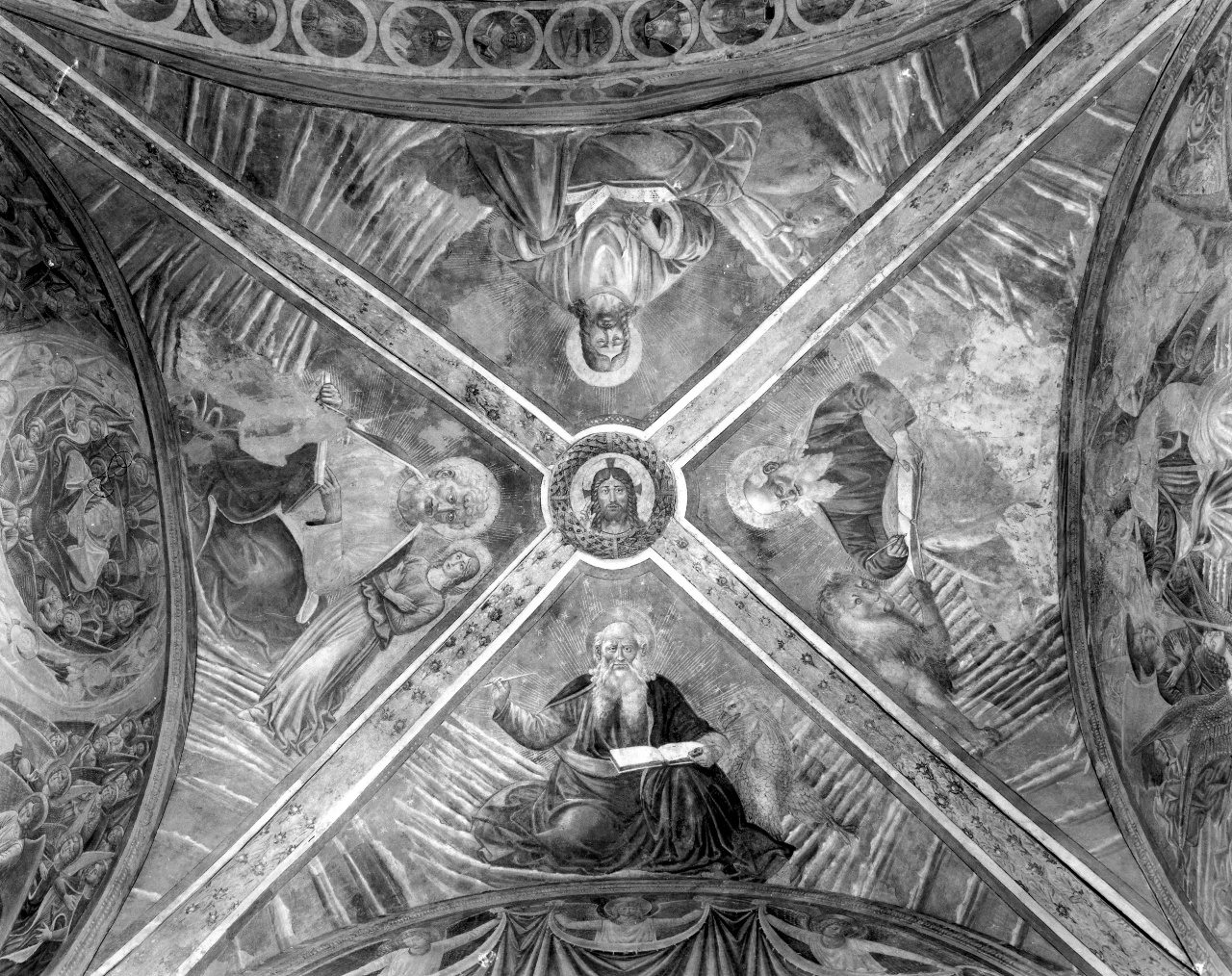 quattro evangelisti ispirati dai loro simboli (dipinto, elemento d'insieme) di Gozzoli Benozzo (e aiuti) (sec. XV)