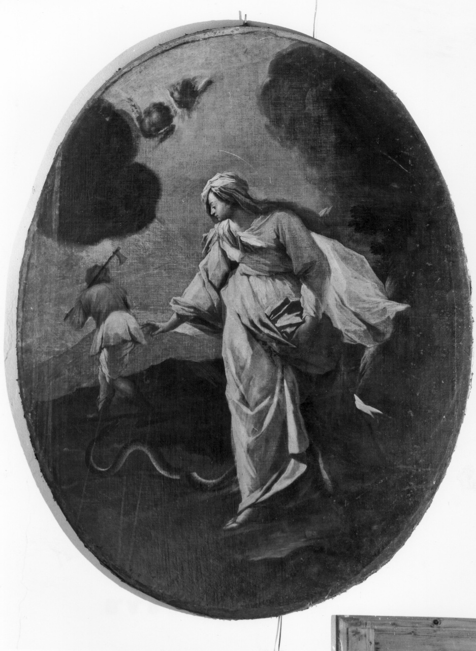 Santa Verdiana ricongiunge la serpe spezzata (dipinto) di Sagrestani Giovanni Camillo (attribuito) (sec. XVIII)