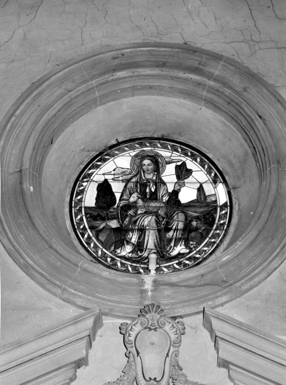 Madonna e agnello (vetrata) di Chini Tito (attribuito) (sec. XX)