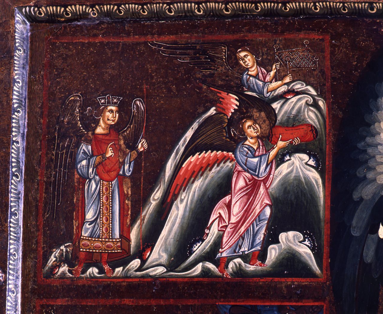 San Michele Arcangelo assiste alla preparazione di un trono in paradiso (dipinto) di Coppo di Marcovaldo (attribuito) (sec. XIII)