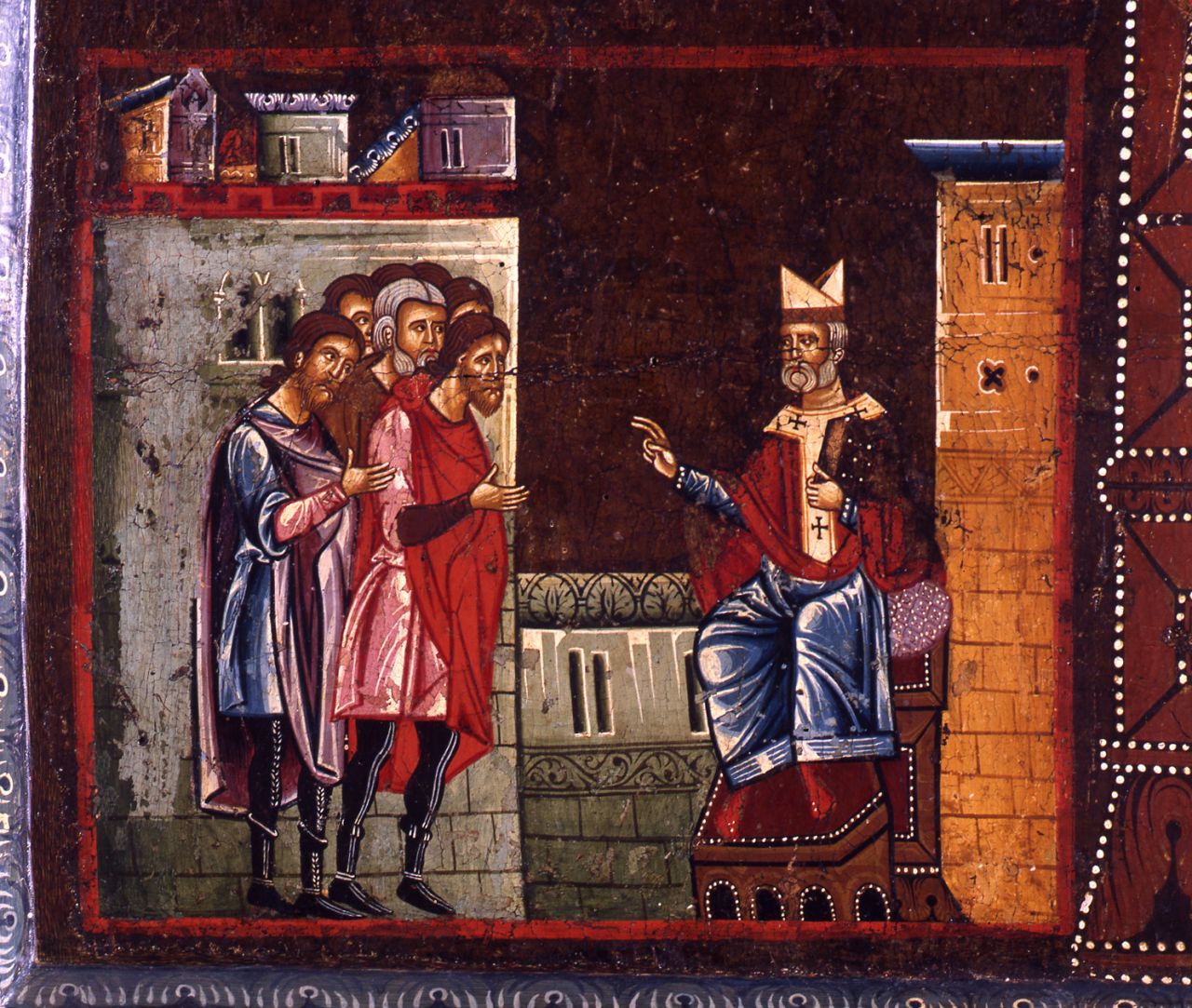 San Gregorio Magno ordina la costruzione di una chiesa dedicata agli angeli del mausoleo di Adriano (dipinto) di Coppo di Marcovaldo (attribuito) (sec. XIII)