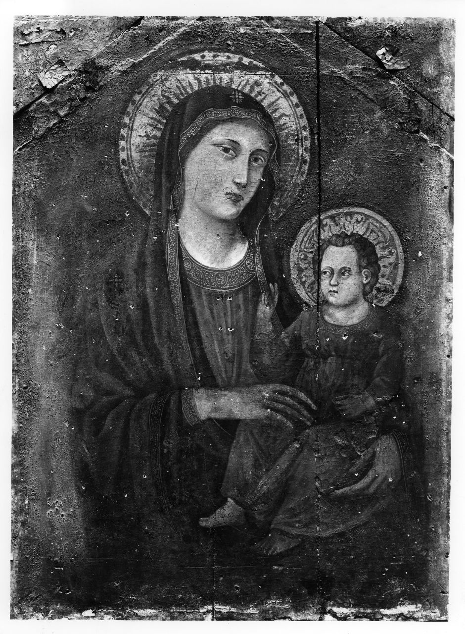 Madonna con Bambino (dipinto, frammento) di Maestro del Trittico Horne (attribuito) (sec. XIV)
