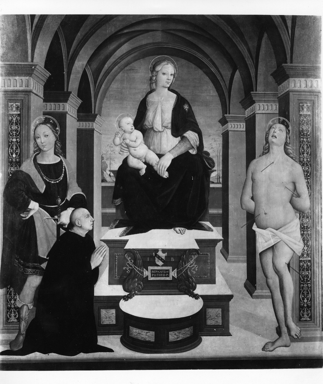 Madonna con Bambino e Santi (dipinto) di Del Signoraccio Bernardino d'Antonio (prima metà sec. XVI)