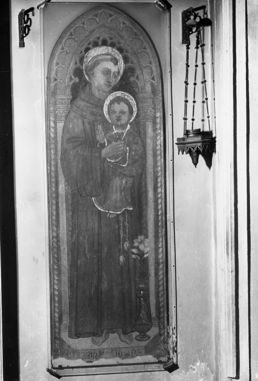 Sant'Antonio da Padova con il bambino (dipinto) di Chini Galileo (sec. XX)