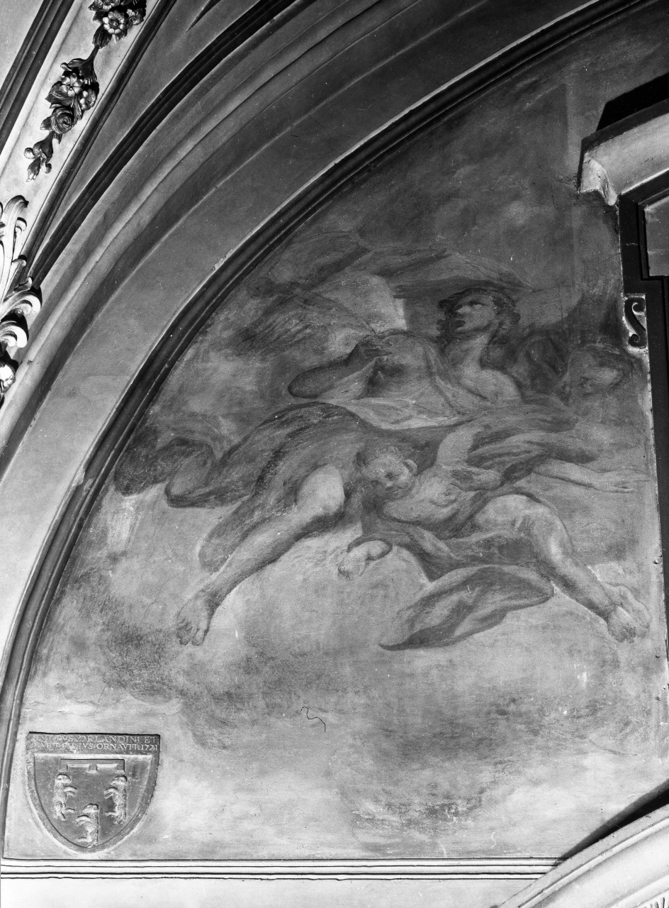 due angeli in volo (dipinto) - ambito fiorentino (sec. XVIII)