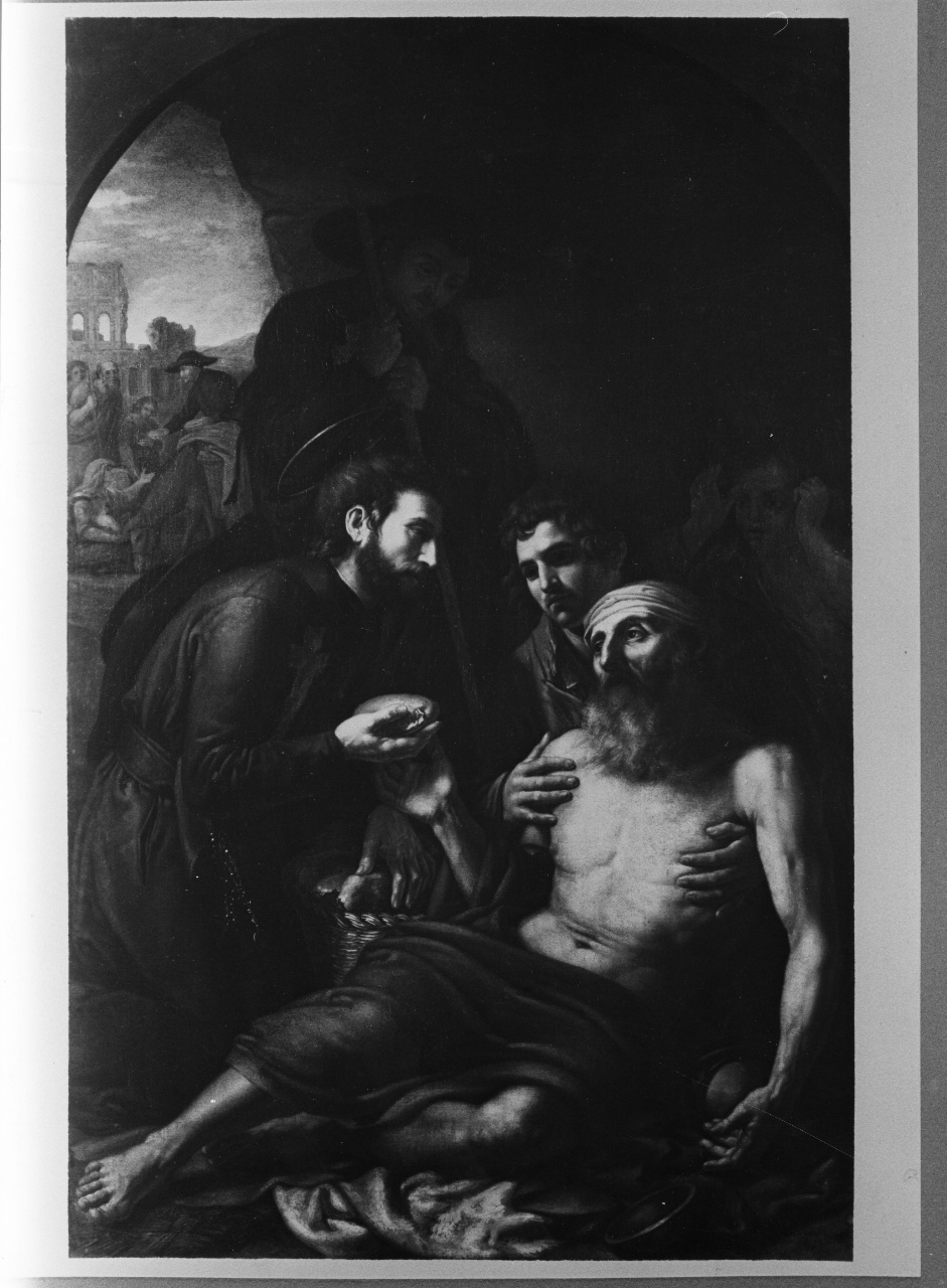 San Camillo di Lellis fra i poveri (dipinto) di Berti Giorgio (sec. XIX)